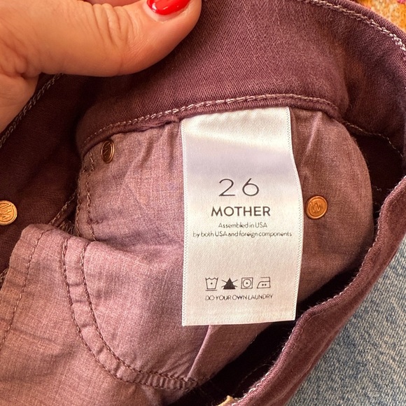 MOTHER Ankle Cropped Jeans in Deep Burgundy - Picture 4 of 10